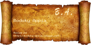 Bodoky Appia névjegykártya